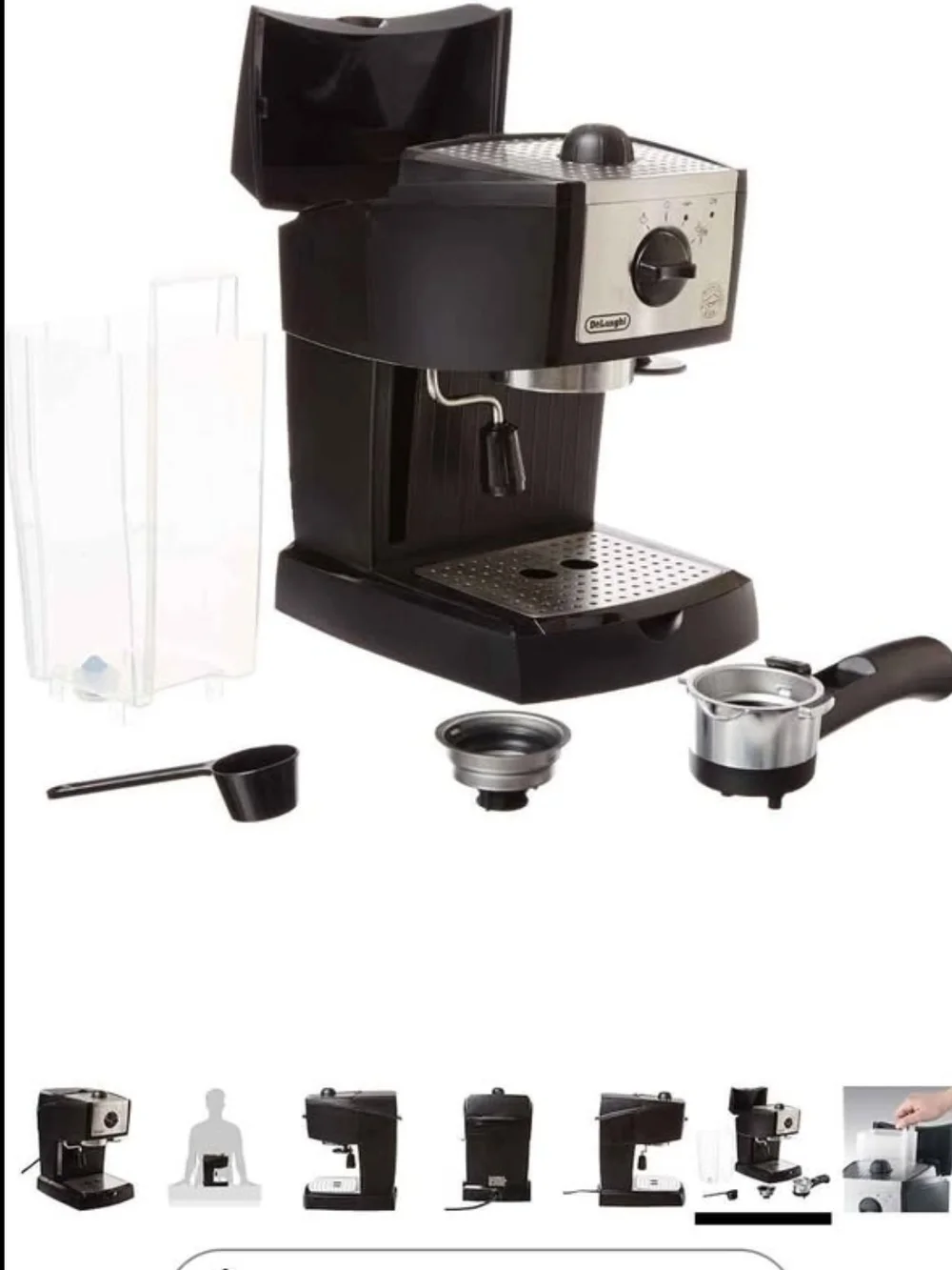 De'Longhi Black Espresso Machine with Steam Wand
